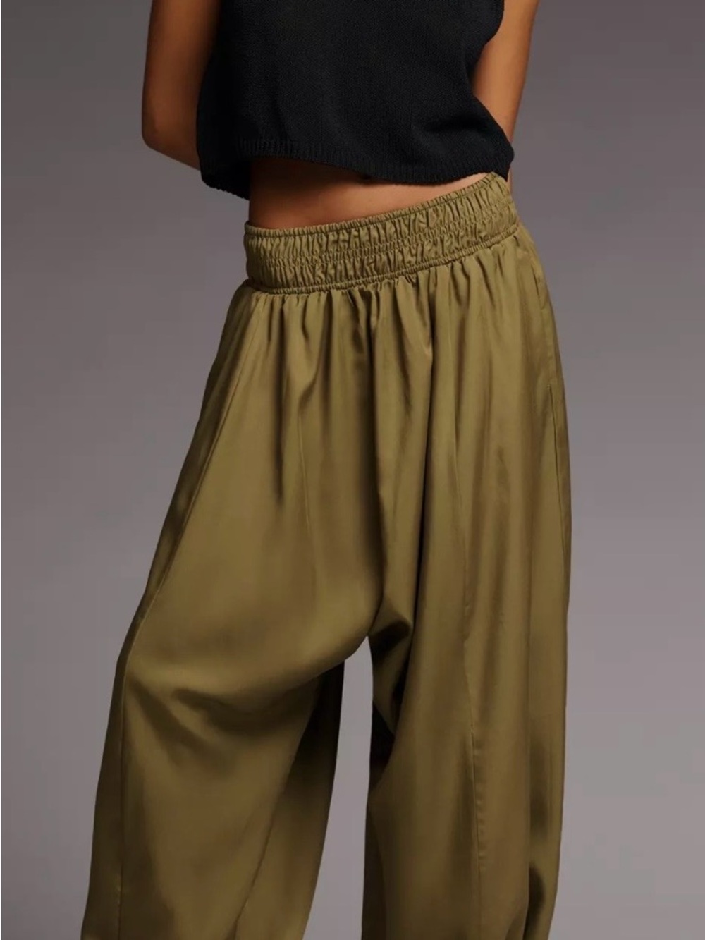 Anthropologie Olive Green Wide-Leg Harem Pants XS